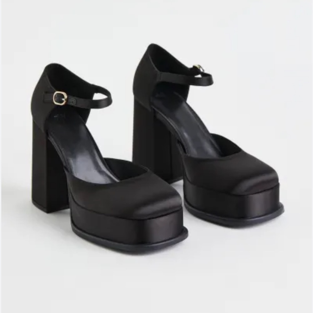 H&M Platform Stacked Satin Heels